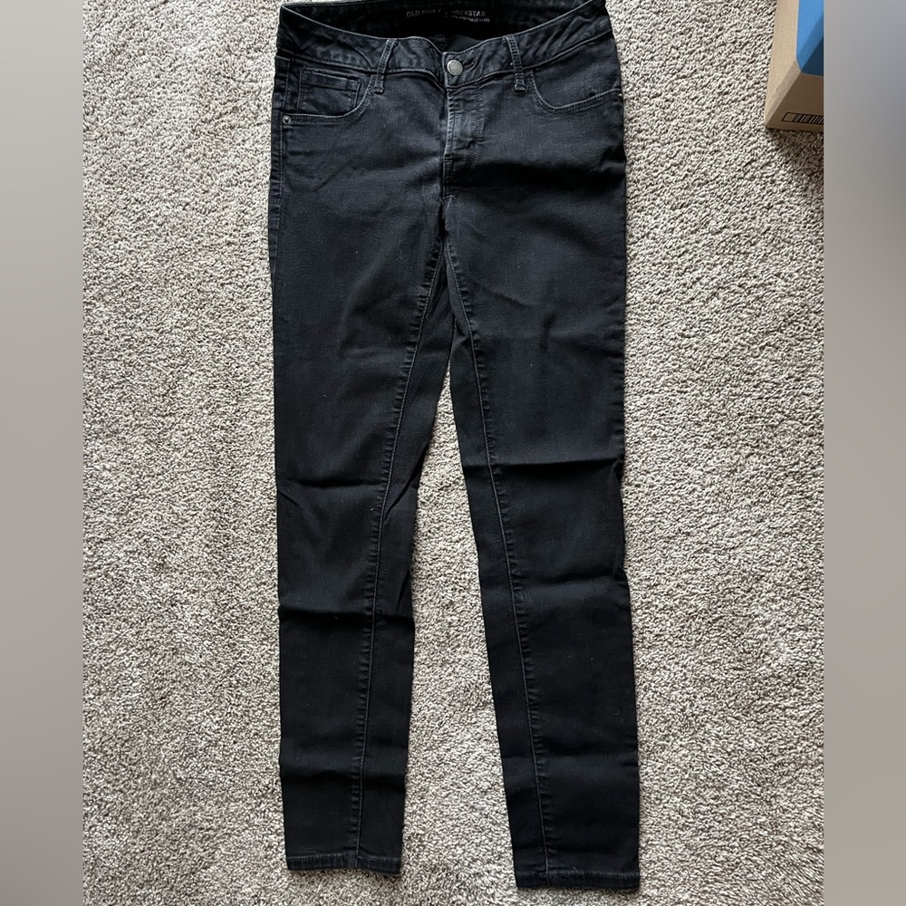 Old Navy Women's Rockstar Low Rise Black Skinny Jeans